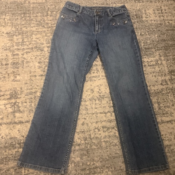 Liz Claiborne Embroidered Pocket Jeans - Picture 2 of 7